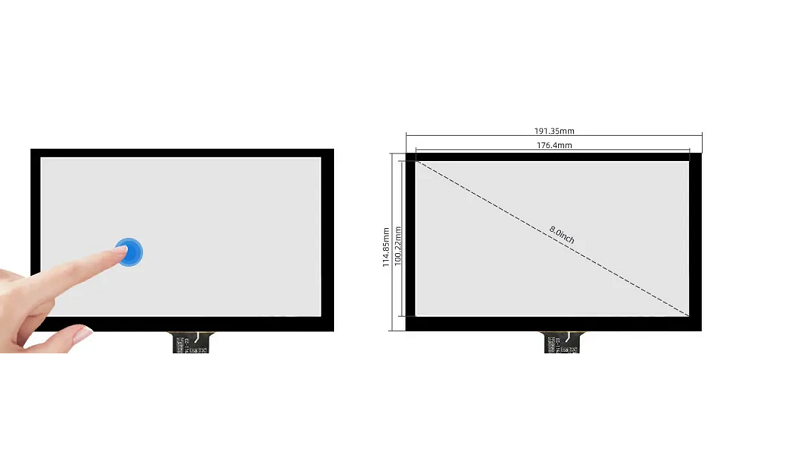 8 Inch <a href=https://www.szdingtouch.com/new/capacitive-touch-screen.html target='_blank'>capacitive touch screen </a>P G Structure 16 10 IIC USB GT911 Multi-touch Capacitive Touch Screen