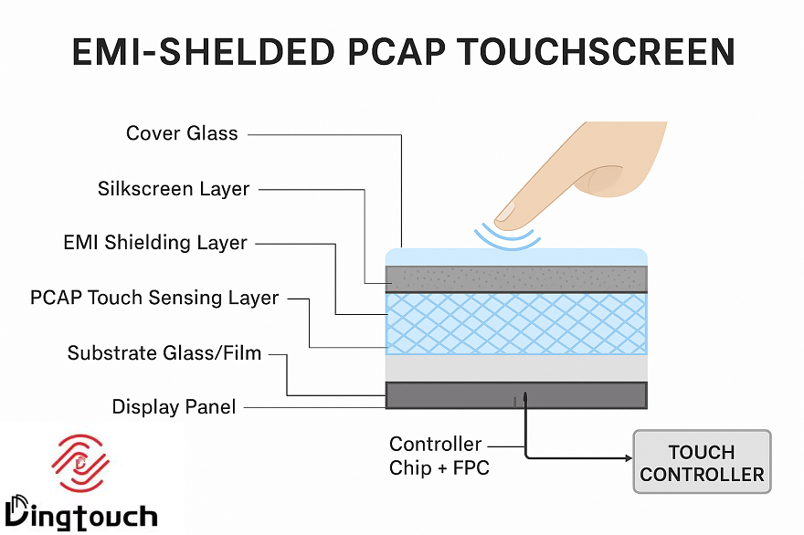 EMI-shielded PCAP touch screen