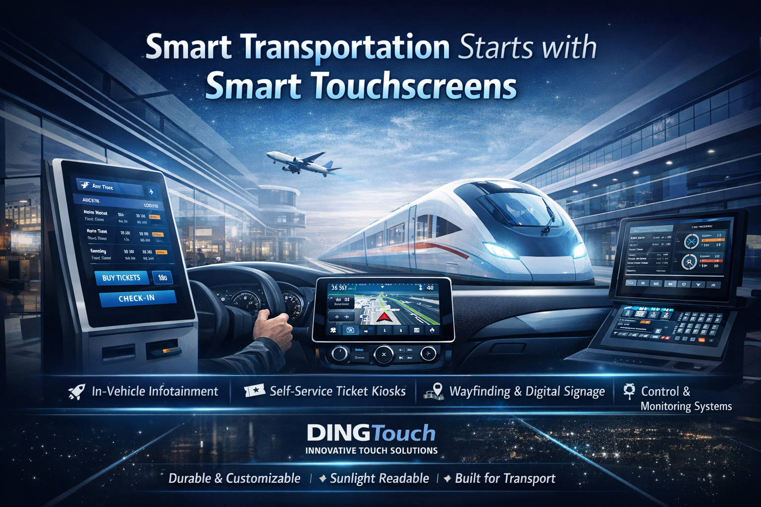 Smart Transportation <a href=https://www.szdingtouch.com/new/touchscreen.html target='_blank'>touchscreen</a> Display Solutions