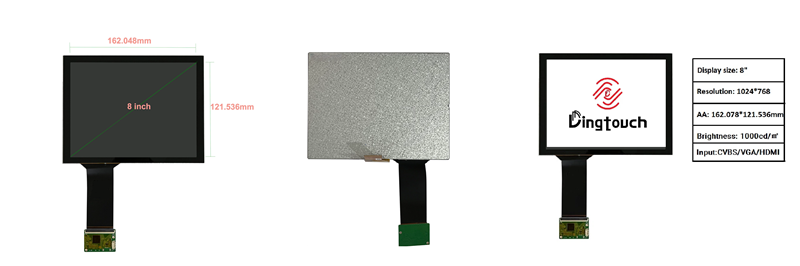 8” 1024×768 <a href=https://www.szdingtouch.com/new/industrial-touch-screen.html target='_blank'>industrial touch screen </a>with HDMI/VGA/CVBS — High-Brightness IPS Display for Harsh Industrial Environments