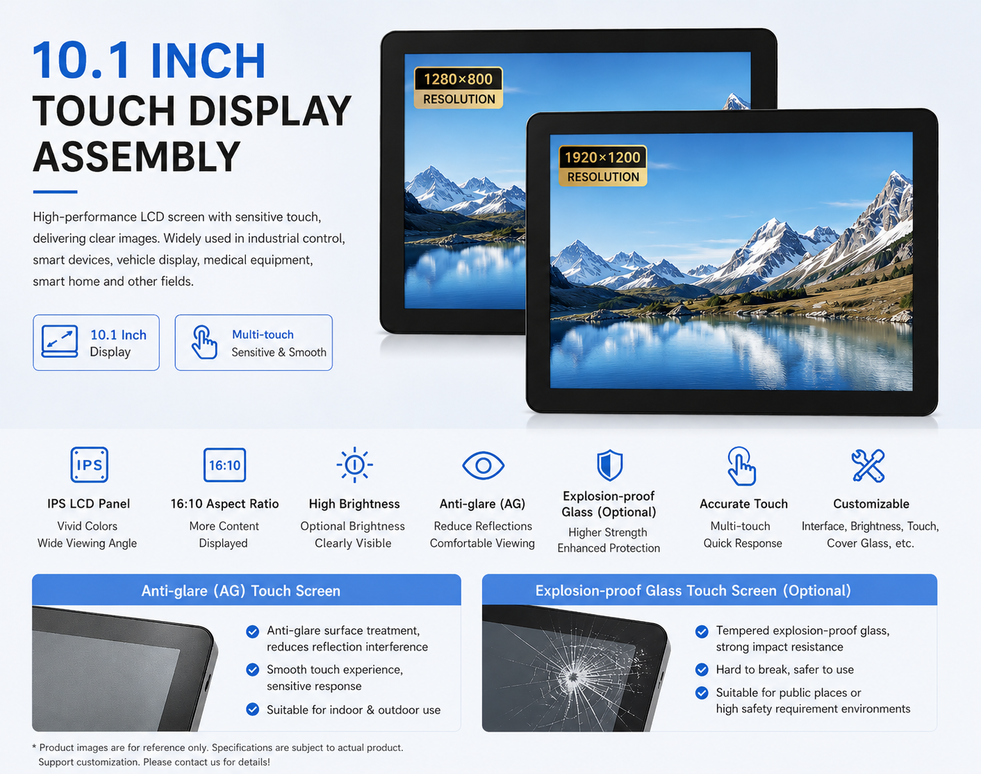 10.1 Inch Touch Display Assembly | Custom PCAP Touch Screen & TFT LCD Solution by DINGTouch Industrial-Grade 10.1