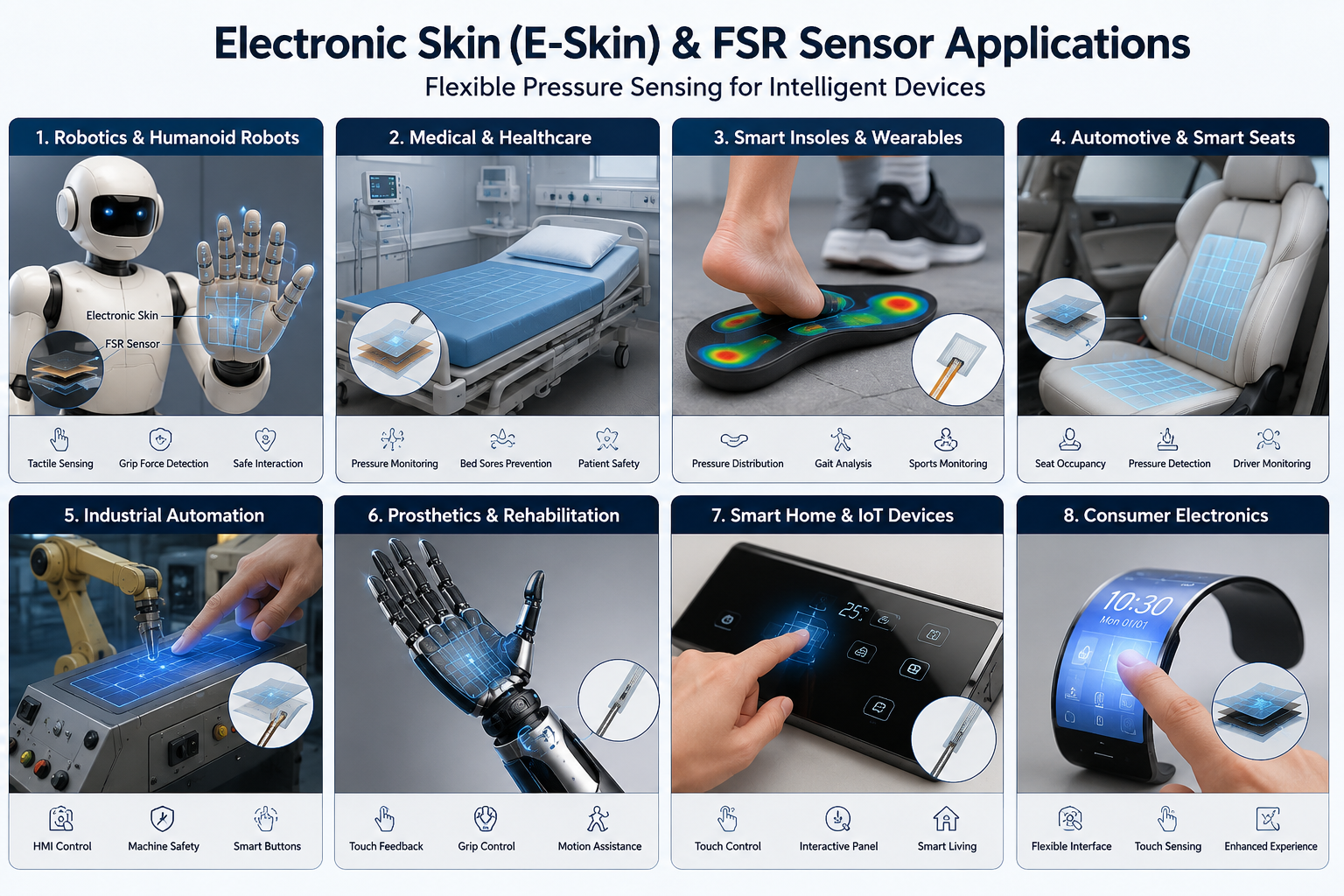 Electronic Skin (E-Skin) & FSR Sensor Manufacturer Custom Flexible Pressure Sensor Solutions DINGTouch