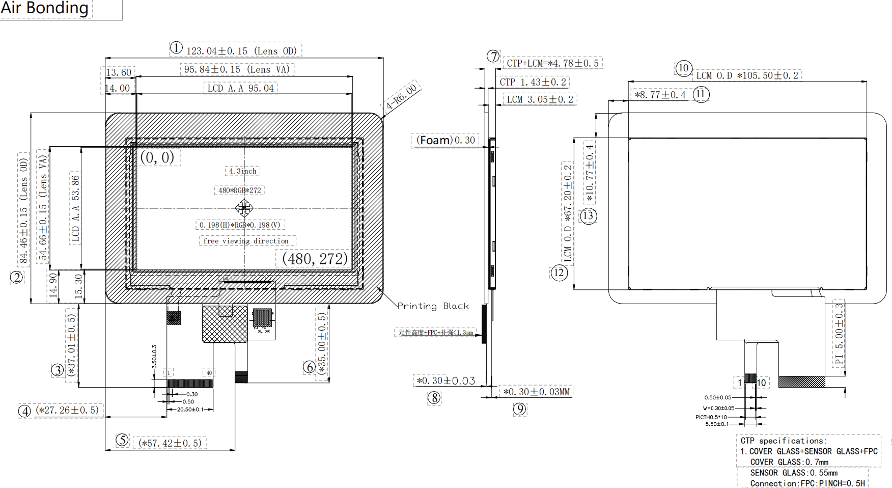 4.3 Inch IPS Touch Display – 480×272, 800 nits, RGB & I2C