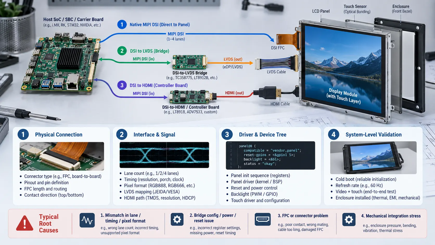 Native MIPI DSI vs LVDS vs HDMI Bridge