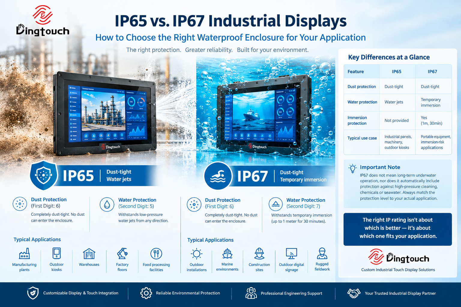 IP65 vs. IP67 Industrial Display
