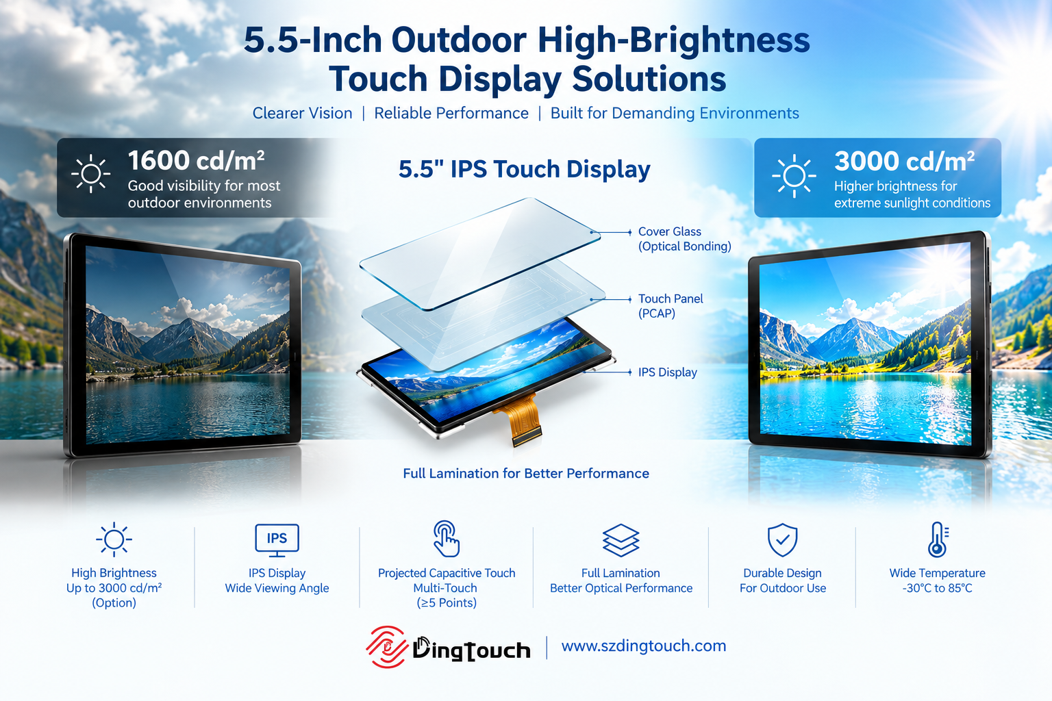 5.5-Inch Outdoor High-Brightness Touch Display Solutions